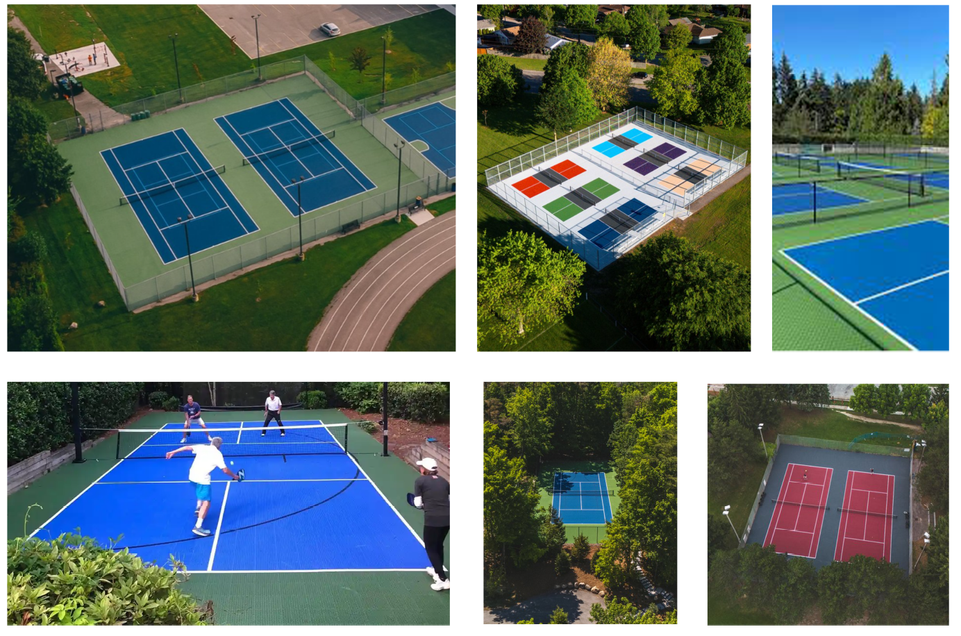 Examples of Pickleball Courts.