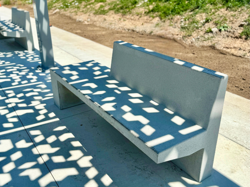 Photo of concrete bench.