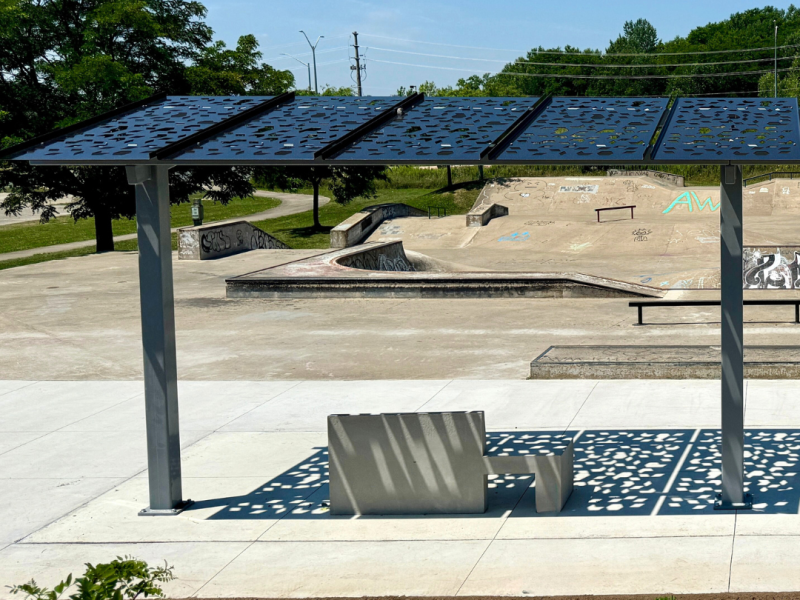 Photo of MacBain Skatepark upgrades - concrete bench and shade structure